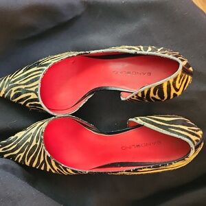 Bandolino tan and black Zebra print dress heels size 8M